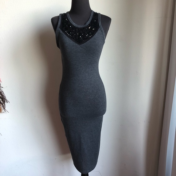 Express Dresses & Skirts - Express sz SP bodycon jeweled gray dress